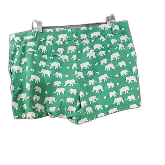 LOFT Riviera Shorts Women’s 16 Green novelty print Elephants Linen Blend - Picture 2 of 10